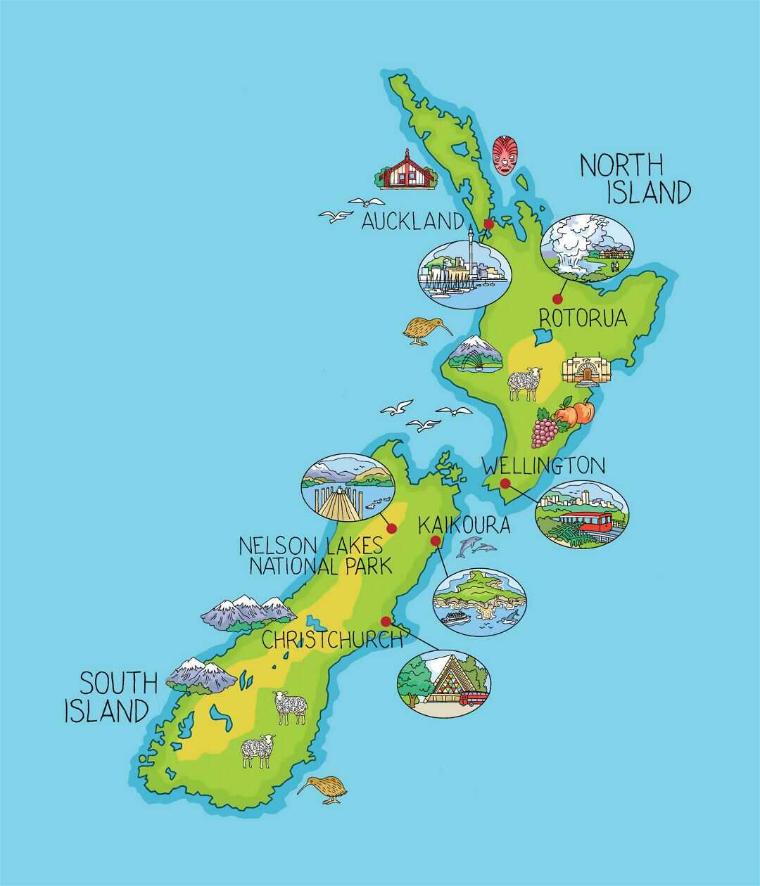 Новая Зеландия физическая карта
